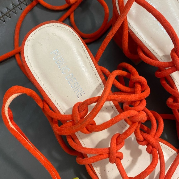 Strappy Red Sandal Heels - Picture 4 of 5